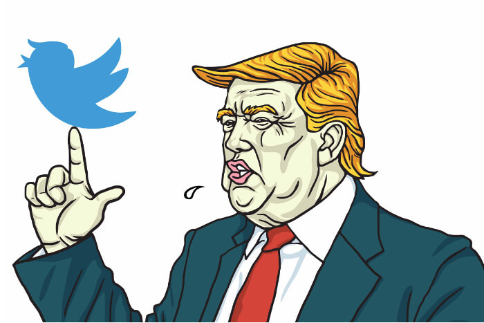 Illustration: Donald Trump und der Twitter-Vogel