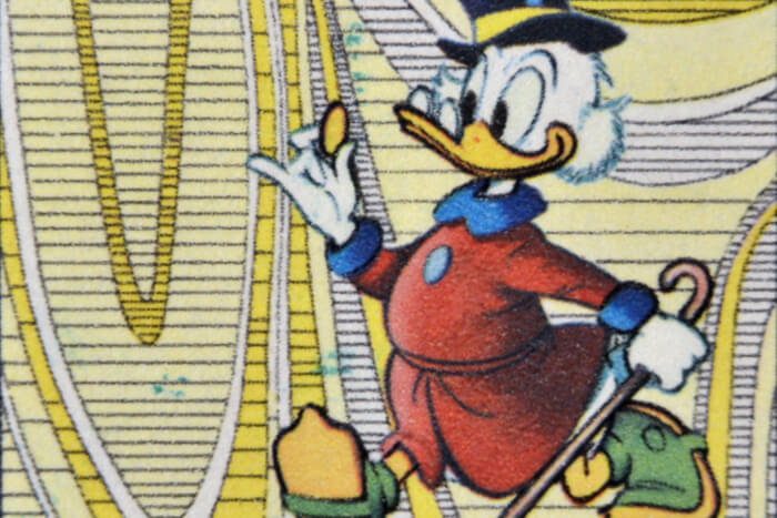 Reiche Ente: Dagobert Duck auf einer Briefmarke, Ausschnitt