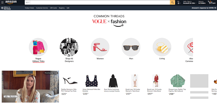 Screenshot Vogue X Amazon Common Thread