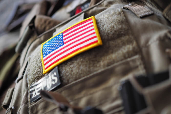 Militär: Flagge der USA auf einer US-Uniform