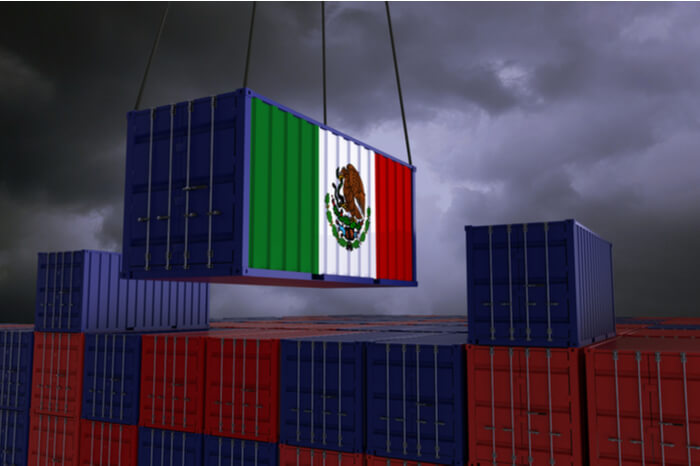 Container mit Mexiko-Flagge