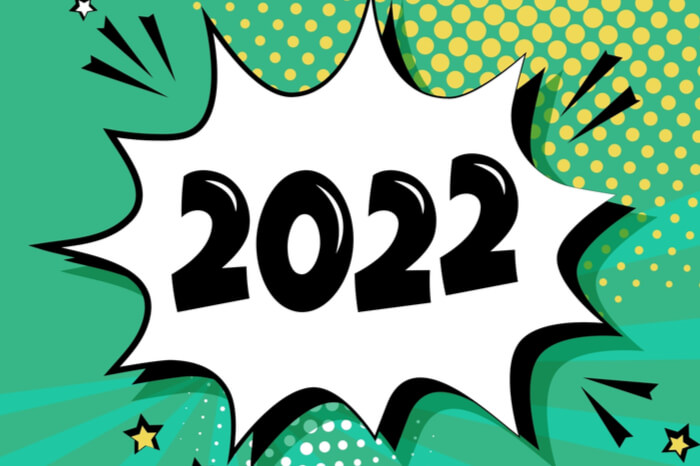 2022 in einer Sprechblase