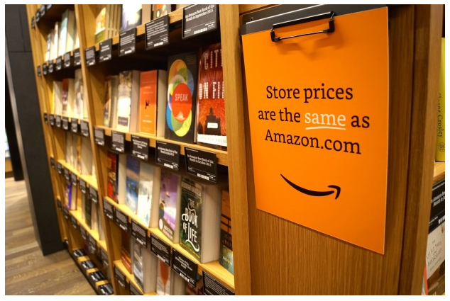 Amazon wirbt mit Online-Preisen in der Buchhandlung