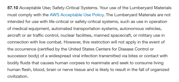 Screenshot: Amazon Nutzungsbedingungen im Falle einer Zombie-Apokalypse © Amazon
