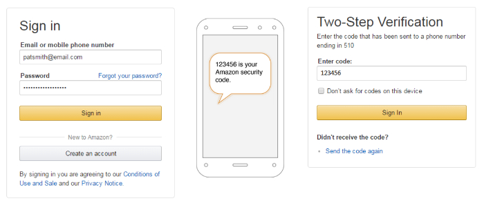 Kontoeinstellungen Amazon USA, Screenshot